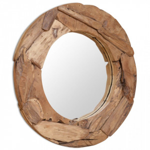 Oglinda decorativa Lemn de tec 80 cm Rotunda - V244561V
