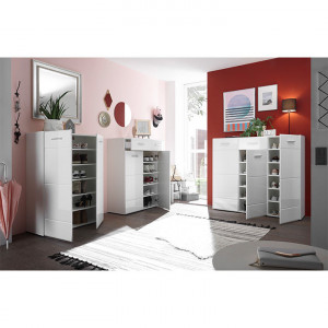 Pantofar, alb lucios, 90x40x122 cm - TP239488 - Img 3