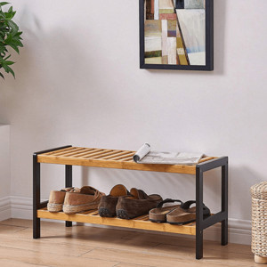 Pantofar cu rafturi, maro şi negru, 70x26x33 cm - TP272257 - Img 7