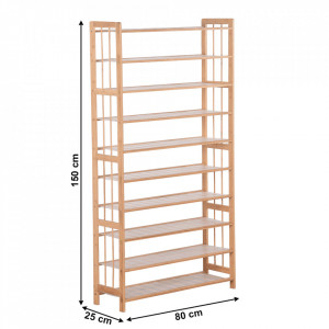 Pantofar, suport pentru pantofi, 10 poliţe, bambus, 80x25x150 cm - TP296534 - Img 2