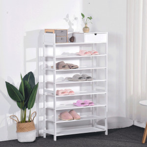 Pantofar, suport pentru pantofi, 7 poliţe, alb, 70x25x117 cm - TP296531 - Img 3