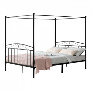 Pat baldachin, 200 x 180 cm, otel, negru - P71799192