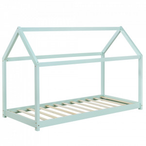 Pat copii, 206 x 98 x 142 cm, verde, design casuta - P64038178 - Img 3