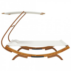 Pat de exterior cu baldachin, crem, 165x203x138 cm, lemn masiv - V313951V - Img 4