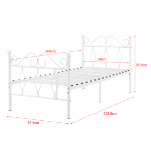 Pat metalic 90x200 cm 200 Kg alb mat - P72375578 - Img 4