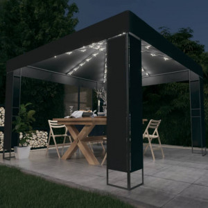 Pavilion cu acoperiș dublu & lumini LED, antracit, 3x3 m - V3070304V - Img 2