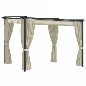 Pavilion cu draperii, crem, 3 x 3 m, oțel - V48050V - Img 2