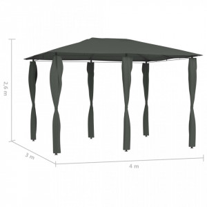 Pavilion cu huse pentru stâlpi, antracit, 3x4x2,6 m, 160 g/m² - V313613V - Img 4