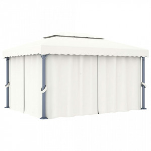 Pavilion cu perdea, alb crem, 4 x 3 m, aluminiu - V3053375V - Img 2