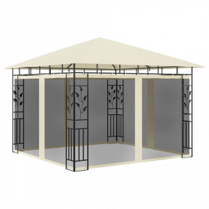 Pavilion cu plasă anti-țânțari & lumini LED crem 3x3x2,73m - V3070314V - Img 3