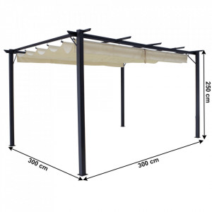 Pergola cu acoperiş glisant, aluminiu, 290x290x215 cm - TP297576 - Img 2