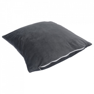 Pernă, material textil de catifea gri închis, 45x45 cm - TP238747 - Img 2