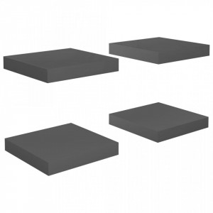 Rafturi de perete, 4 buc., gri extralucios, 23x23,5x3,8 cm, MDF - V323783V - Img 2