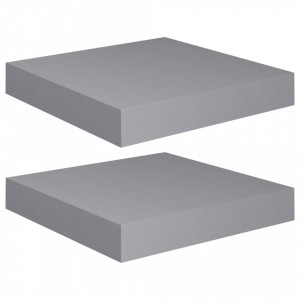 Rafturi de perete suspendate, 2 buc., gri, 23x23,5x3,8 cm, MDF - V323845V - Img 2