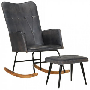 Scaun balansoar cu taburet, gri, piele naturală - V339697V - Img 2