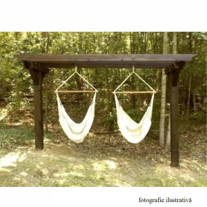 Scaun balansoar suspendabil, hamac, leagăn agăţat, alb, 90x107 cm - TP254344 - Img 2