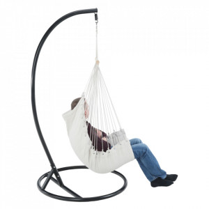 Scaun balansoar suspendabil, hamac, leagăn agăţat, alb, 90x107 cm - TP254344 - Img 6