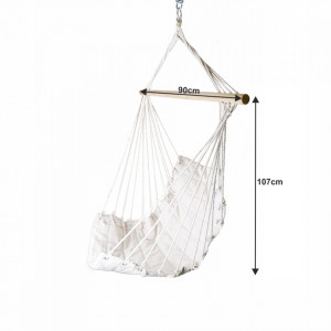 Scaun balansoar suspendabil, hamac, leagăn agăţat, alb, 90x107 cm - TP254344 - Img 16