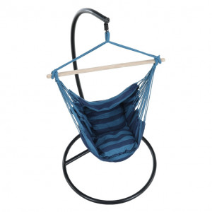 Scaun balansoar suspendabil, hamac, leagăn agăţat, albastru, 100x130 cm - TP254340 - Img 5
