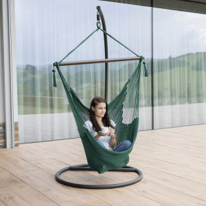 Scaun balansoar suspendabil, hamac, leagăn agăţat, verde, 130x100 cm - TP262393 - Img 3