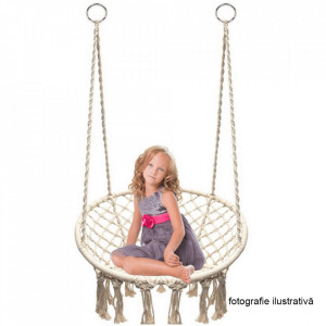 Scaun balansoar suspendabil, leagăn agăţat, alb, 80x120 cm - TP274286 - Img 12