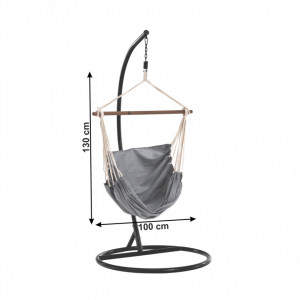 Scaun balansoar suspendabil, leagăn agăţat, gri, 100x130 cm - TP274717 - Img 4