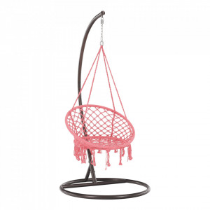 Scaun balansoar suspendabil, leagăn agăţat, roz, 80x120 cm - TP295528 - Img 9