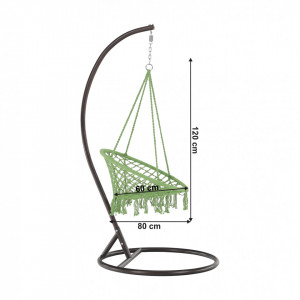 Scaun balansoar suspendabil, leagăn agăţat, verde, 80x120 cm - TP295534 - Img 4