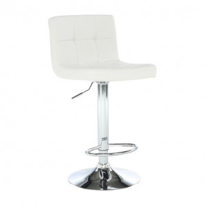 Scaun de bar, piele ecologică albă/crom - TP176350 - Img 1