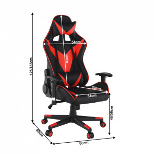 Scaun de birou cu difuzoare Bluetooth, gaming, negru și roşu, 66x60x125-133 cm - TP279411 - Img 5