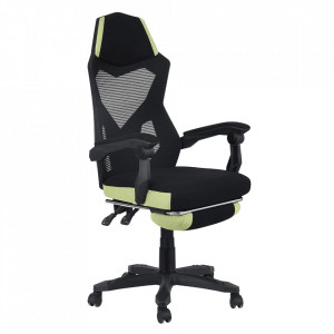 Scaun de birou / joc, negru și verde, 60x65x108-118 cm - TP300476