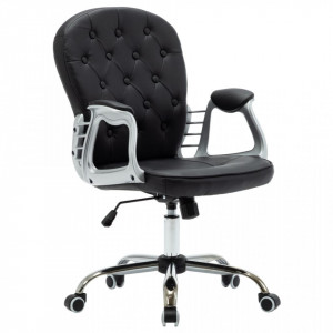Scaun de birou rotativ, negru, piele ecologică - V289363V