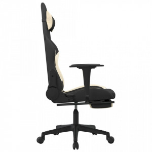 Scaun de gaming cu suport picioare, negru și crem, textil - V3143743V - Img 4