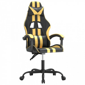 Scaun de gaming pivotant, negru și auriu, piele ecologică - V349521V - Img 1