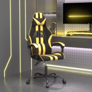 Scaun de gaming pivotant, negru și auriu, piele ecologică - V349521V - Img 2