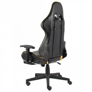 Scaun de jocuri pivotant cu suport de picioare, auriu, PVC - V20498V - Img 4