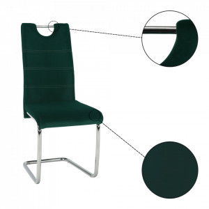Scaun de luat masa, ţesătură de catifea smarald / cusături deschise - TP285418 - Img 3