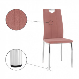Scaun de masă, ţesătură de catifea roz / crom - TP285431 - Img 13