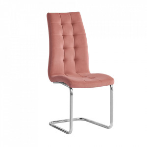 Scaun de masă, ţesătură de catifea roz / crom - TP285444 - Img 1