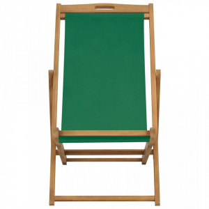 Scaun de plaja pliabil, verde, lemn masiv de tec - V47416V - Img 2