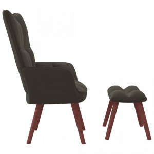Scaun de relaxare cu taburet, gri închis, catifea - V328063V - Img 3