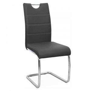 Scaun dining, negru / cusături deschise la culoare - TP182221