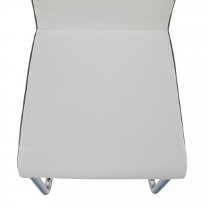 Scaun dining, piele ecologică albă, neagră/crom - TP182190 - Img 13
