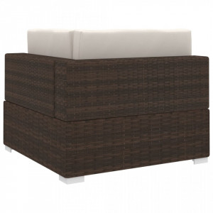 Scaun modular de colt, 1 buc., maro, poliratan, cu perne - V46797V - Img 4