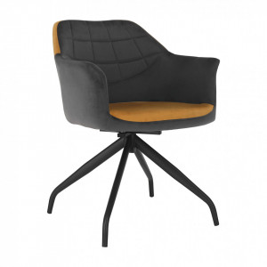 Scaun pivotant, gri, ţesătură de catifea camel / negru - TP297878 - Img 10