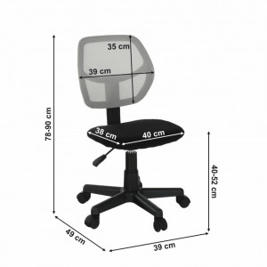 Scaun rotativ, gri și negru, 39x49x78-90 cm - TP234338 - Img 2