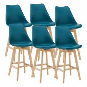 Scaune bar, set 6 buc, 105 x 48 x 58 cm, turcoaz - P74694663 - Img 2