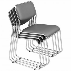 Scaune birou, set 4 buc, piele sintetica, gri - P49801678