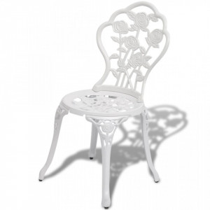Scaune bistro, 2 buc., alb, aluminiu turnat - V43176V - Img 2