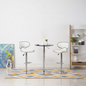 Scaune de bar, 2 buc., alb, piele ecologica - V323643V